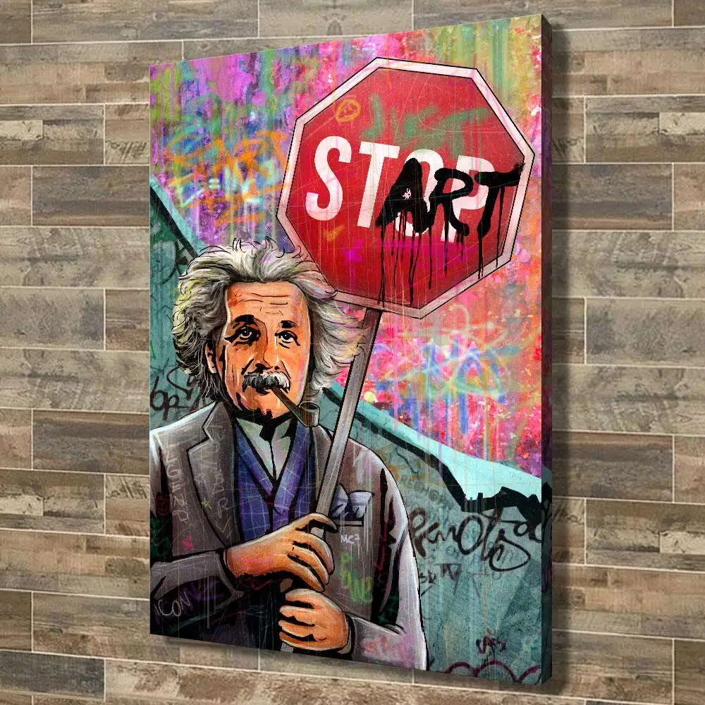 

Graffiti Pop Art Just Start Poster Print On Canvas Painting Wall Art Picture Poster For Living Room Home Decoration Frameless