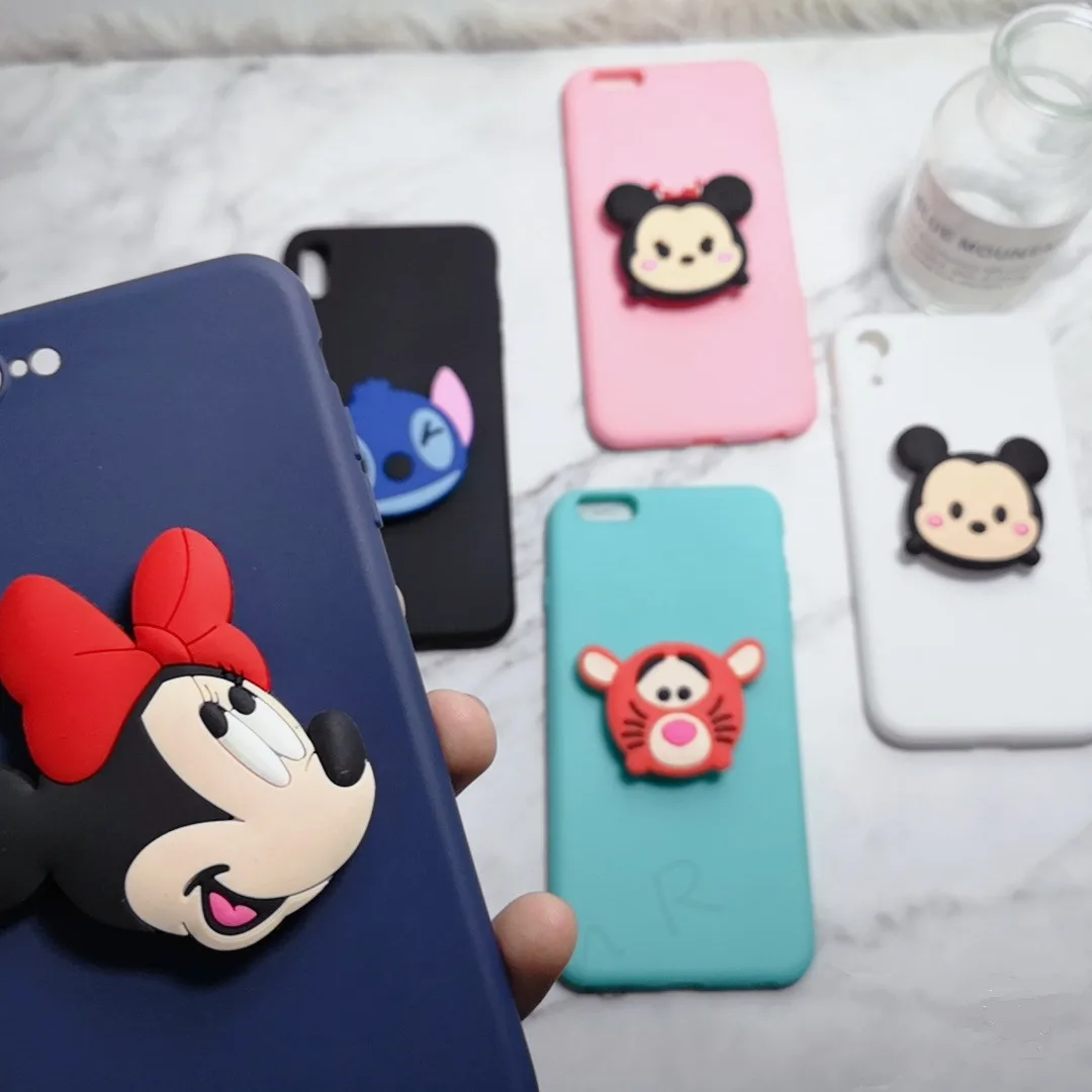 Мягкий чехол для iphone X XR XS 11 Pro Max 6S 7 8 plus с 3D мультяшной мелодией чехол-держатель