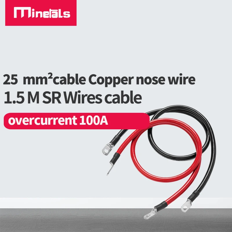 

Battery Connection Cable,25mmsq 1.5m High Current Copper Wire with Lug,Car Inverter Wire,UPS,Battery Series and Parallel Connect