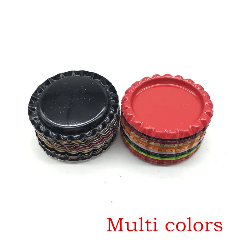 Multi color Новое поступление, 24 цвета, с обеих сторон, металлические фланцевые крышки для бутылок без отверстий, плоские крышки для бутылок для ожерелья, украшения для волос - Цвет: Multi color