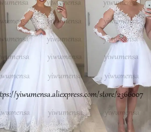 Model Color Vestido De Noiva 2 в 1, свадебное платье со съемным шлейфом, 2 предмета, Свадебный платья, платье, платье для свадьбы 2 EM 1, платья - Цвет: Model Color