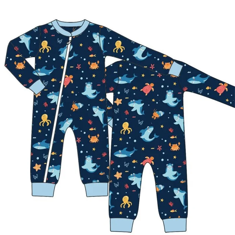 

Детский комбинезон с длинным рукавом, с принтом в виде акулы, осьминога и краба