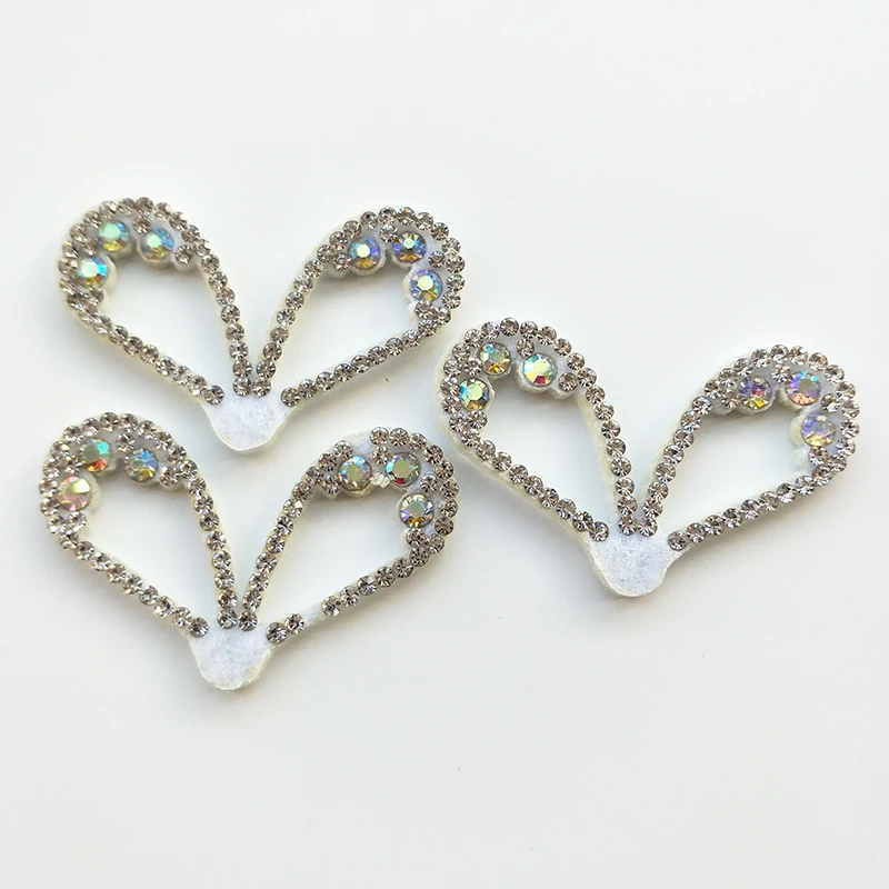 30 шт./лот 4 5*3 см фетровая задняя сторона белое сердце Алмазная аппликация для