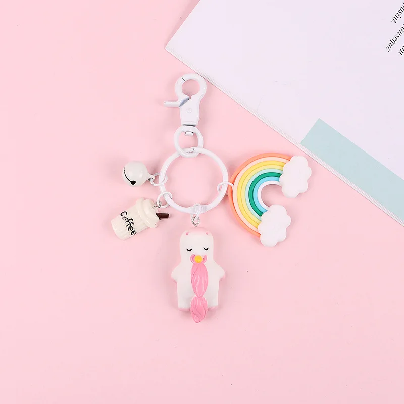 2019 New Cute Cartoon Colorful Unicorns Keychain Doll Key Ring Gift For Women Girls Bag Pendant Figure Charms | Украшения и