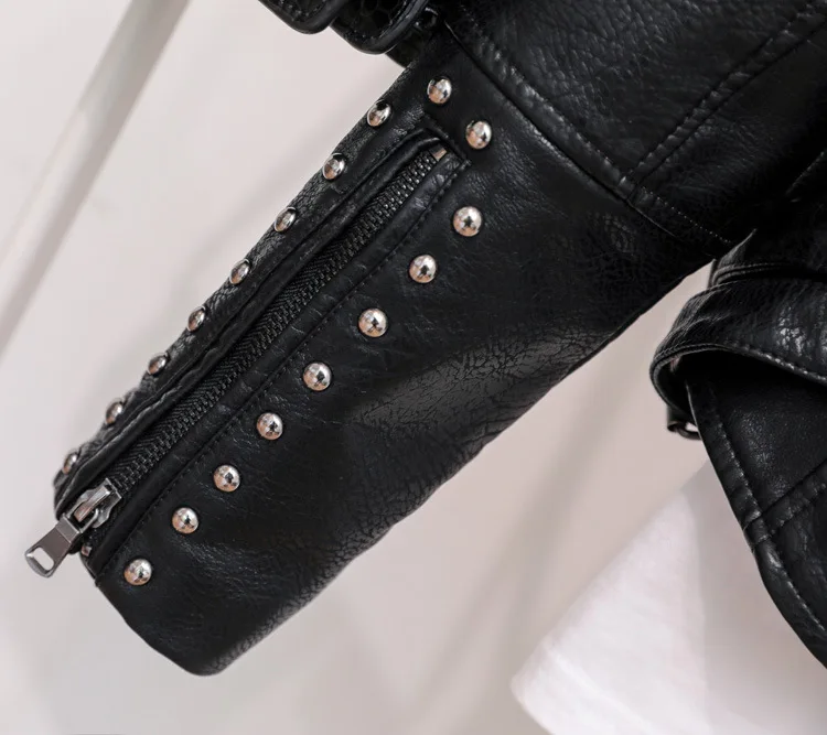 omen Floral Print Embroidery Faux Soft Leather Jacket Coat Turn-down Collar Casual Pu Motorcycle Black Punk Outerwear