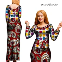 2 pcs skirt and top set african clothes for women african print floral long sleeve blouse and long skirt ankara outfit wy8008