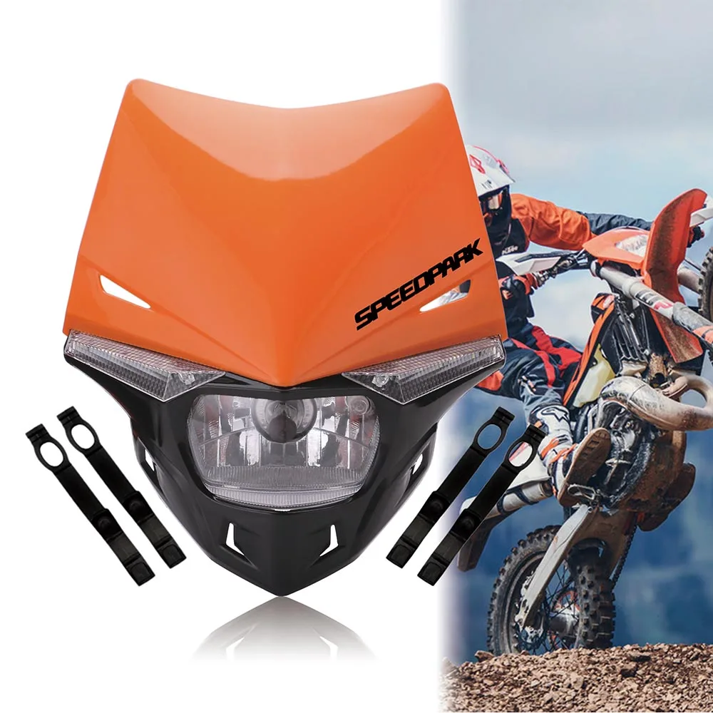 Orange SPEEDPARK Универсальный мотоциклетный эндуро головной светильник Supermoto фары для мотокросса двойной Спорт для KTM EXC SX SXF XC MX SMR - Цвет: Orange