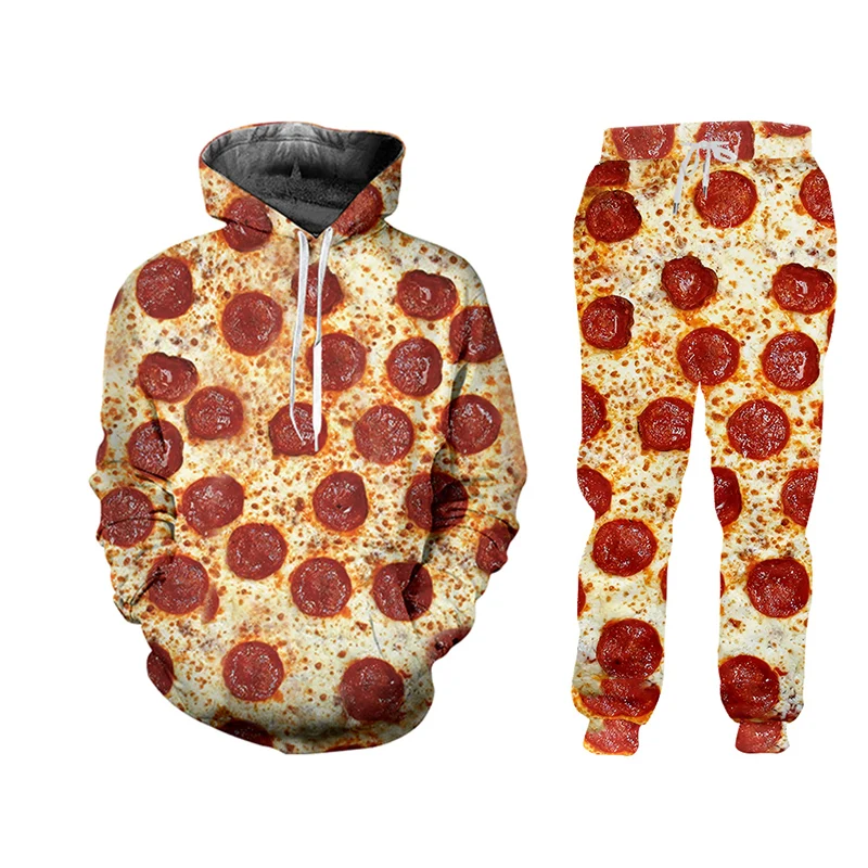 Мужские вечерние ные штаны CJLM с забавным 3d принтом пиццы на молнии капюшоном зиму