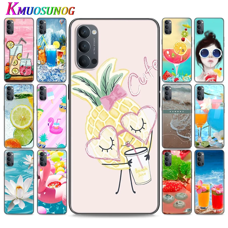 

Silicone Cover Flower Summer Drink Tea for OPPO Reno 4 3 Pro 10X Zoom 2 Z F ACE X2 Pro 5G A5 A9 2020 Phone Case