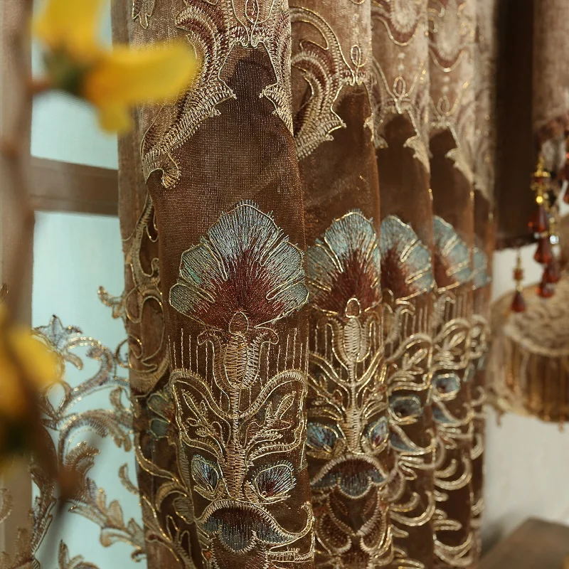 

Luxury High-end European Style Hollow Embroidery Curtains for Living Room Bedroom Dining Room Valance Curtains Modern Curtains