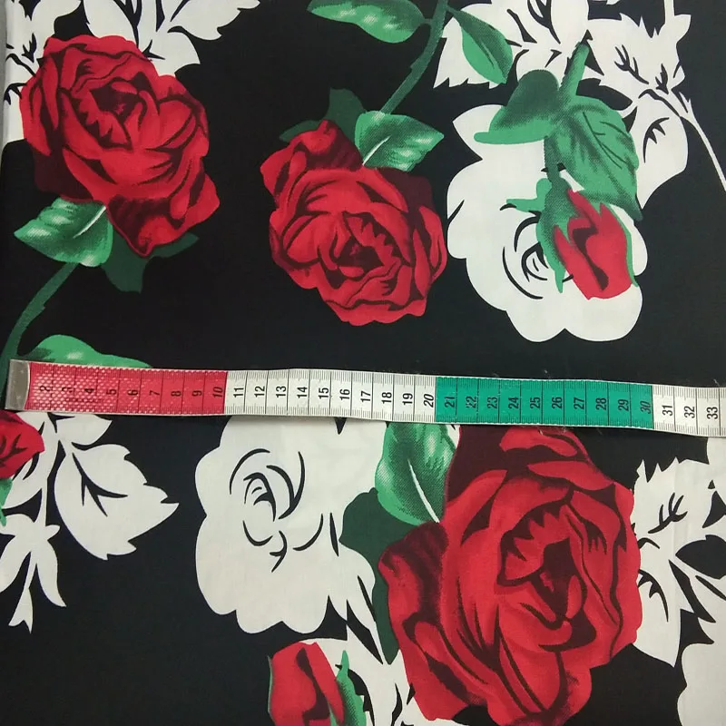 Изящная красно-белая Цветущая Роза с принтом хлопок спандекс ткань 50x140 см
