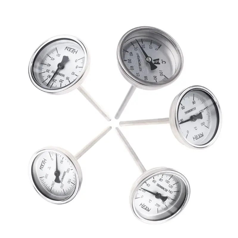 

Stainless Steel Bi-metallic Thermometer 1/4PT Thread L=100mm 0~50~300 WSS-303 Y4QC