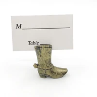 12pcs antique gold cowboy boot place card holder photo holders weddingbridal party table decoration favors drop shipping