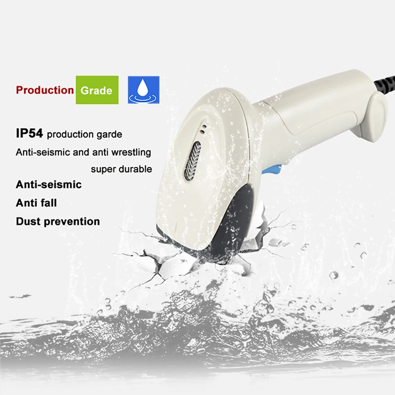 Ручной сканер штрих-кодов 2D проводной 1D/2D QR медицинский белый считыватель для