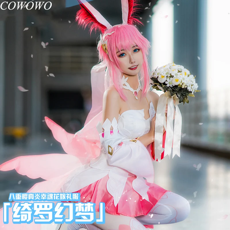 Аниме! Honkai Impact 3 Yae Sakura Qiluo фантазийное свадебное платье с цветами Милая