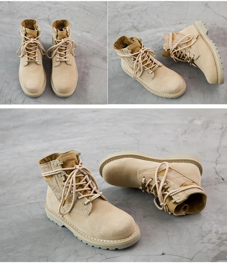 LAKESHI Brand Men Boots Fashion Motocycle Boots Men Shoes Winter Military Boots Male Autumn Winter Leather Desert Male Boots