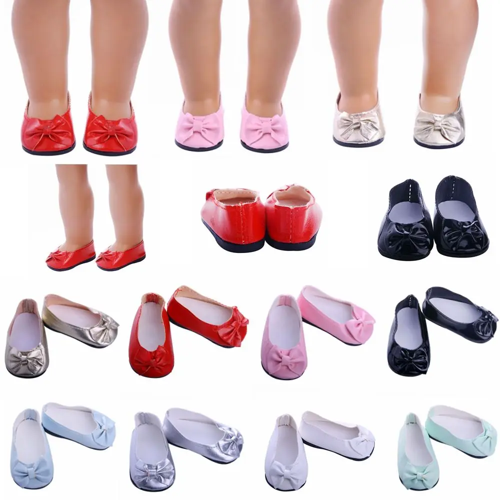 

1Pair Cute Bow PU Mini Shoes Toys Miniature Dollhouse Shoes Casual Dress Collocation For 43cm Doll Clothing Accessories