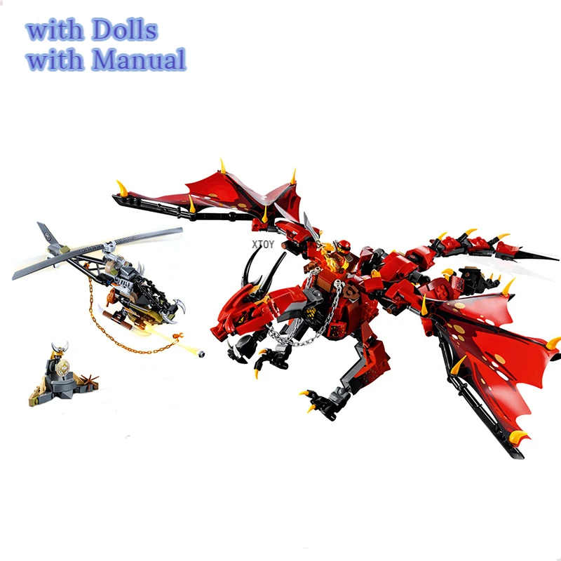 

Red Dragon Firstbourne Hunter Copter Building Blocks with Figures Compatible Brick DIY Toys for Birthday Gifts