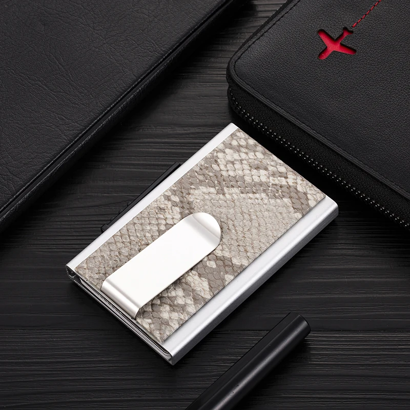 Metal Money Clip Wallet Smart Card Holder RFID Men Business ID Credit Card Holder Carbon Fiber Wallet Mens CardHolder 4 Colors