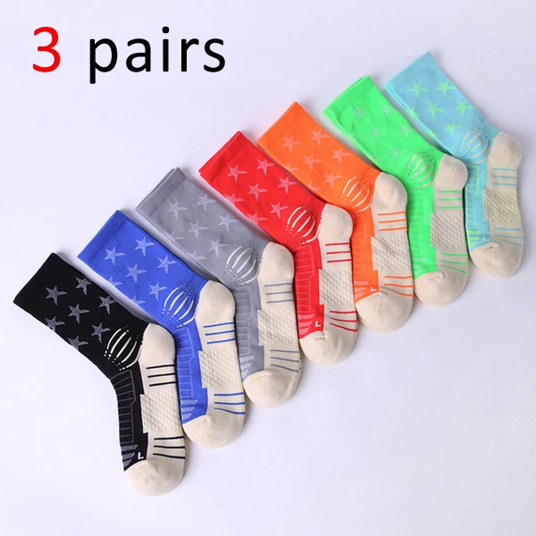 Многоцветный VERIDICAL professional compression socks pentagram breathable man short socks 3 pairs white thick non-slip meias masculino - Цвет: Многоцветный