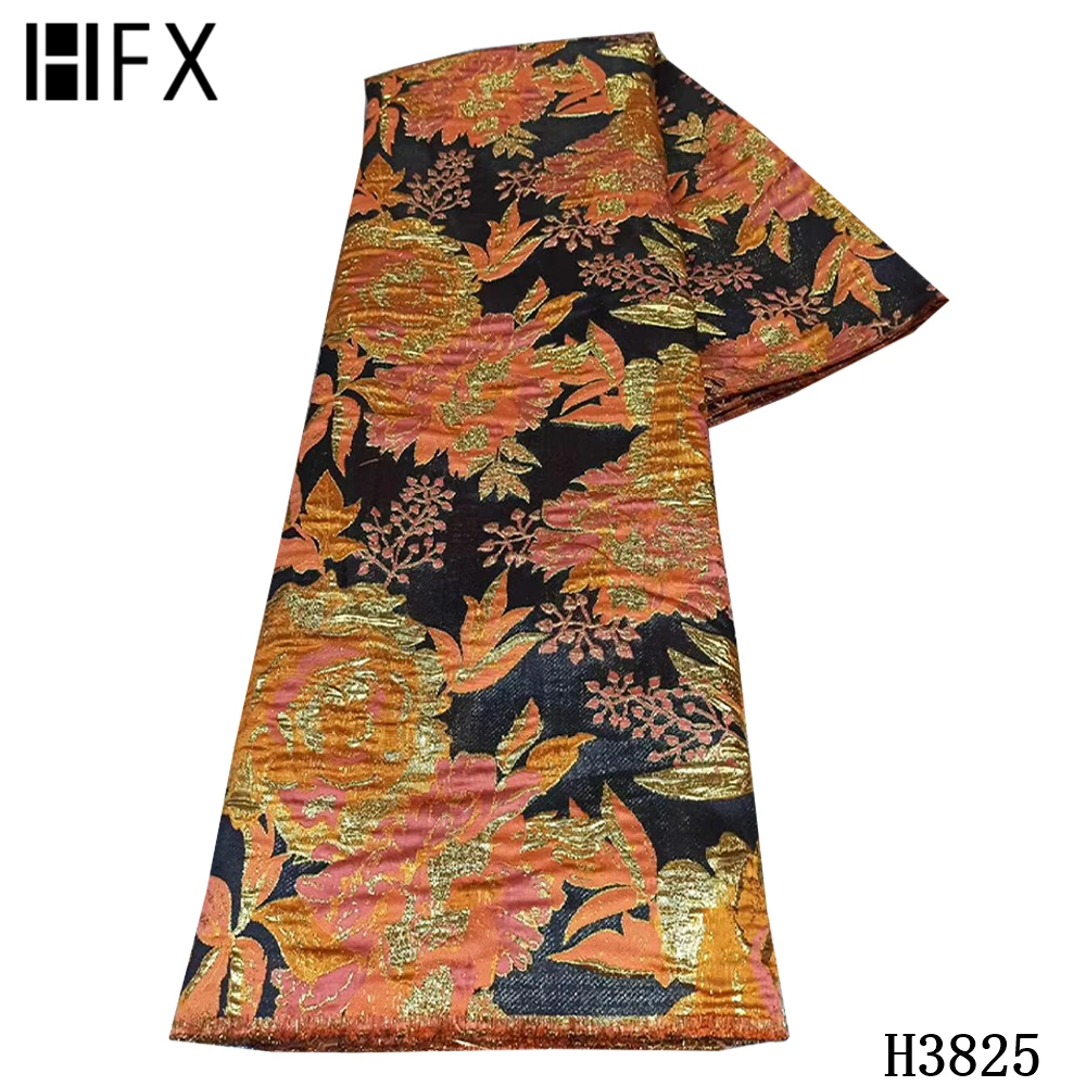 Африканская парчовая кружевная ткань HFX сетчатая жаккардовая с вышивкой