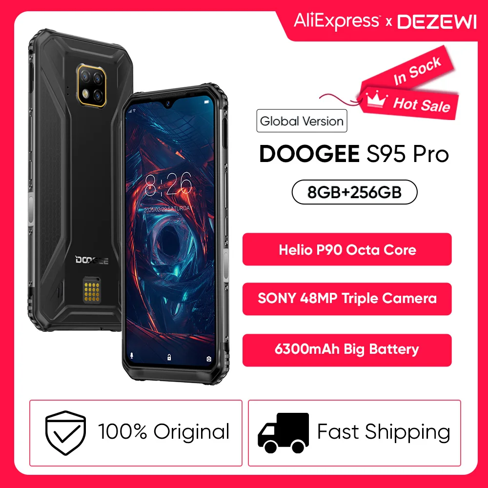 DOOGEE-tel&eacute;fono inteligente S95 Pro, Smartphone con 8GB y 256GB, Helio P90, ocho n&uacute;cleos, c&aacute;mara Triple ia de 48MP, Bater&iacute;a grande de 5150mAh, pantalla FHD de 6,3 pulgadas-0