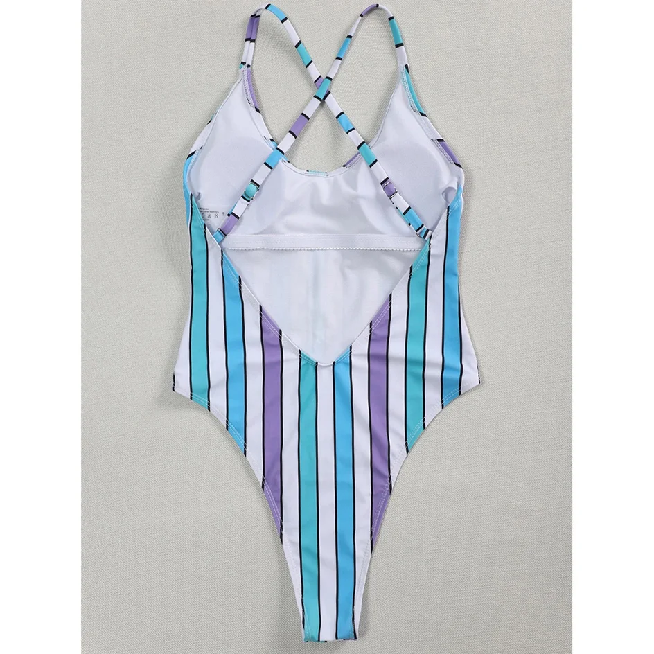 

One Piece Swimsuit Women Swimwear 2021 Sexy Striped Bathing Suit Woman Bikini Swimming for Beach Wear Monokini Female Swimsuits
