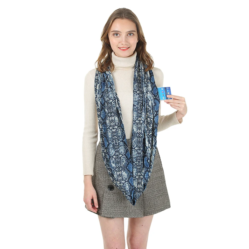 Новый леопардовый шарф с принтом змеи женские теплые зимние шарфы на молнии