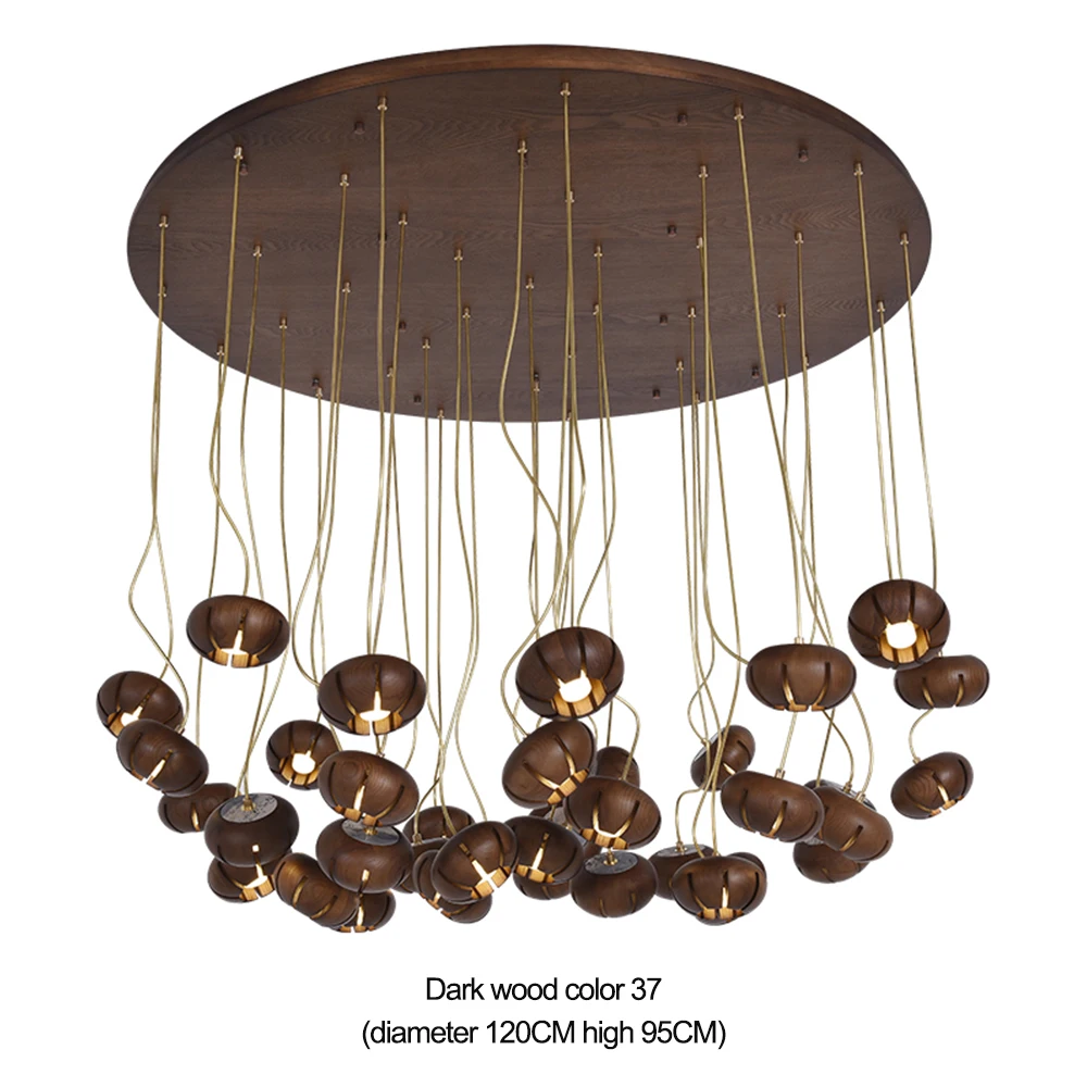 

Modern Wood Pendant Lamp Floral Design Dinning Room Restaurant Office Home Copper Tuber Hang Lighting Wooden Suspension Light