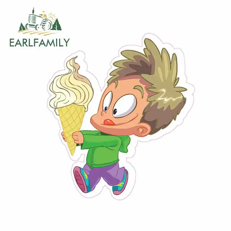 

EARLFAMILY 13cm x 11.5cm for Boy with Ice Cream Concession Restaurant Food Car Stickers Vinyl Helmet RV VAN 3D JDM Accessories