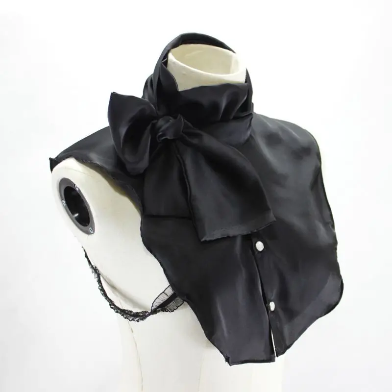 

Satin DIY Bowtie Half Shirt Pleated Stand Fake Collar Adjustable Necklace Choker 2XPC