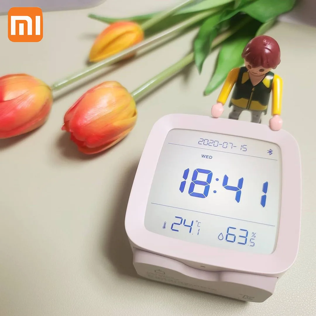 

XIAOMI Mijia APP Control Bluetooth Thermometer Hygrometer LCD Screen Adjustable Nightlight Alarm Clock Calendar 80.3x41x83mm