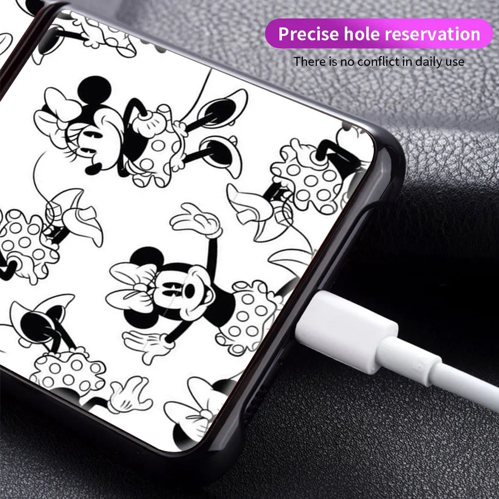 Mickey black and white Shockproof Cover for Samsung Galaxy Z Flip Flip3 5G Black Phone Case Shell Hard Fundas Coque Capa