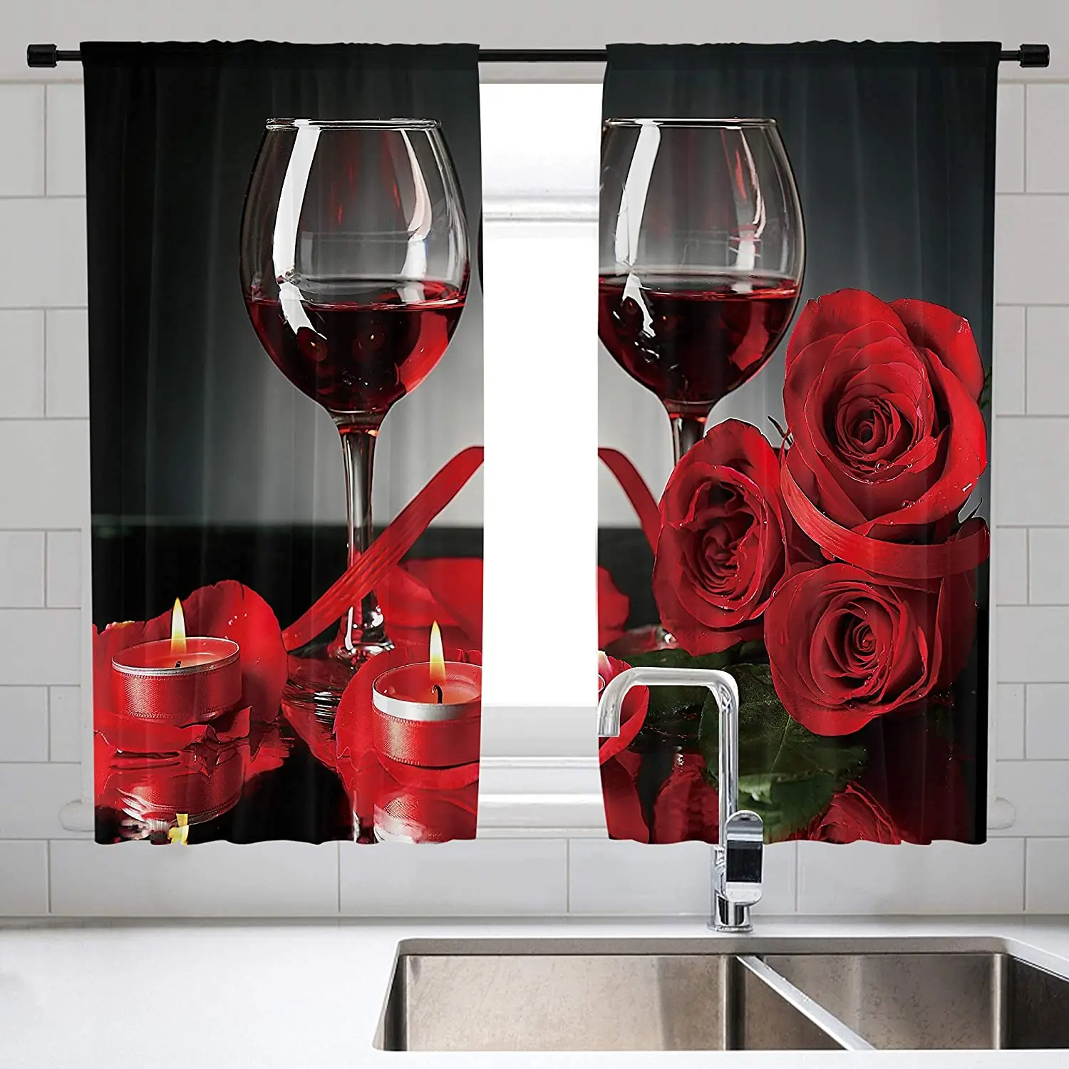 

Living Room Decoration Blackout Curtains Roses and Wine Romantic Lovers Double Bedroom Living Room Luxury Curtains