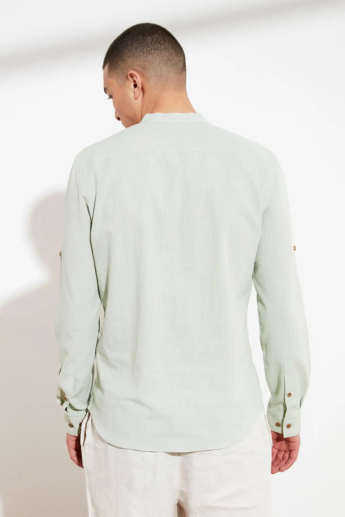 

Men's Basic Shirt Judge Collar Epaulet Slim Fit Long Sleeve Shirt Men's Clothing