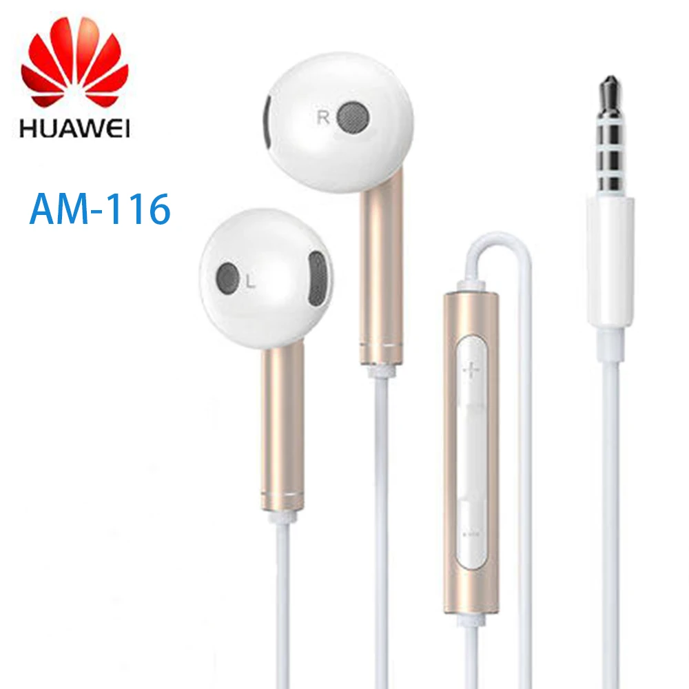 Металлические наушники Huawei Honor AM116 фирменная гарнитура с микрофоном регулировка