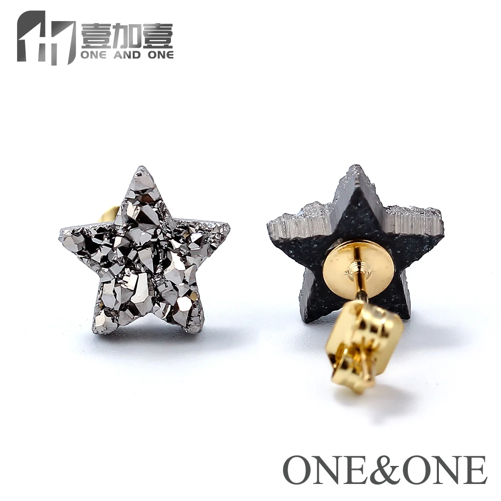 Женские серьги-гвоздики EYIKA из натурального Друзового камня 13 цветов 10 х10 мм