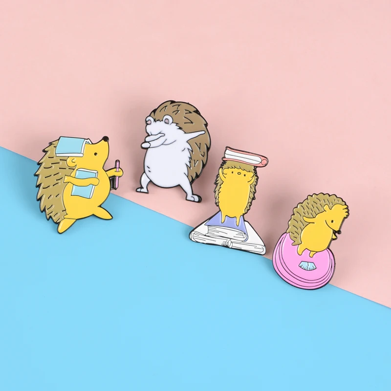 Мультфильм Ежик булавки танец Рэппер Бегемот считыватель животных броши значки