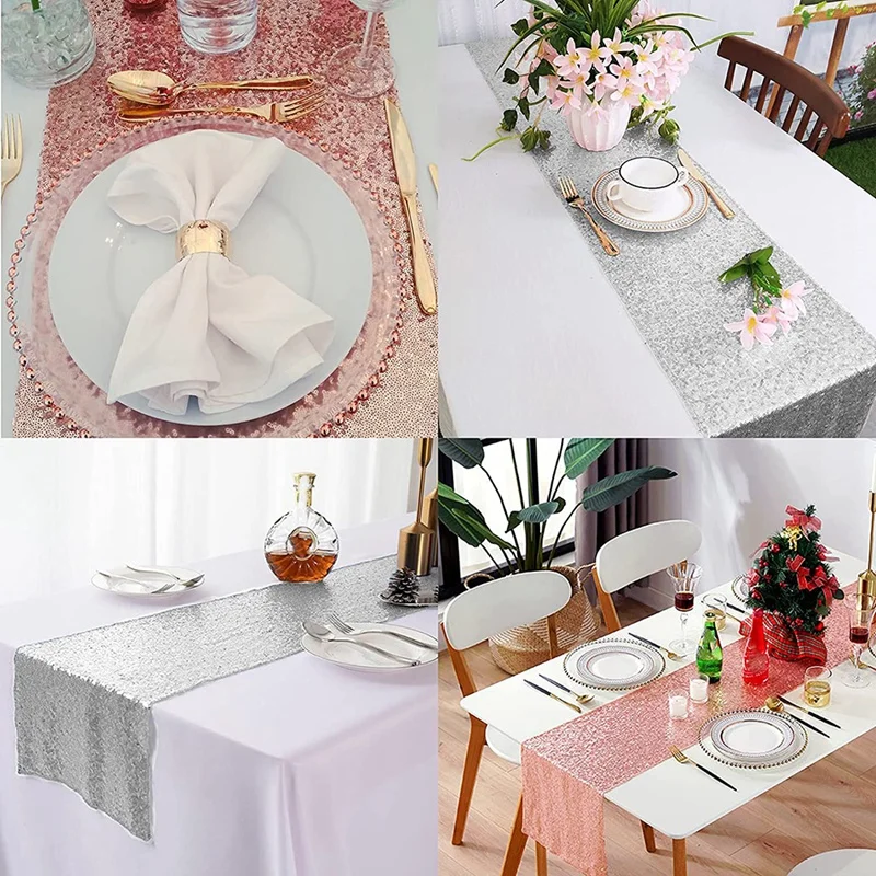 

Sequin Rose Gold Table Runner Tablecloth for Rectangle Tables Glitter Table Covers for Party Baby Shower Decor Supplies