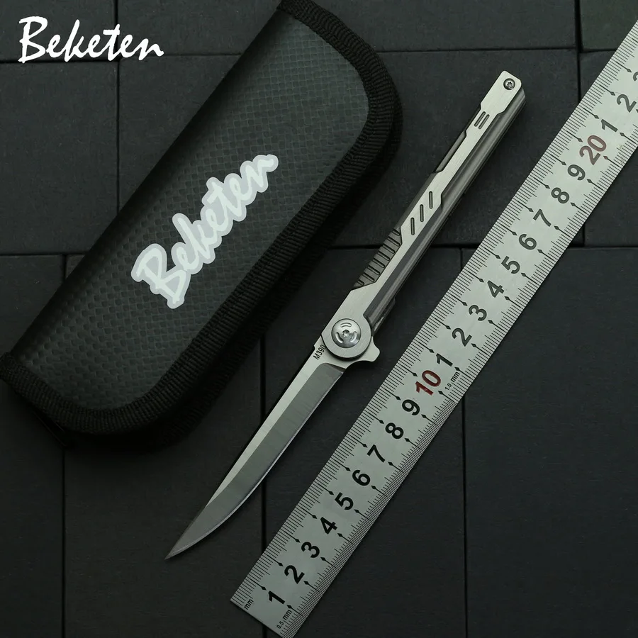 Складной нож BEKETEN Shadow Flip лезвие M390 титановая ручка походные охотничьи