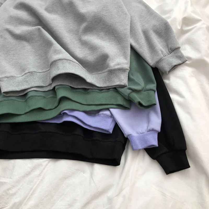 

Spring and Autumn Women's Casual Solid Color Round Neck Long Sleeve Loose Sweatshirt