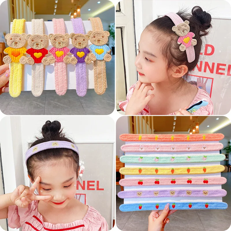 

Children's Cartoon Bear Magic Hair Band Sticker Autumn New Wool Knitting Magic Sticker Girls Lovely Hair Headdress