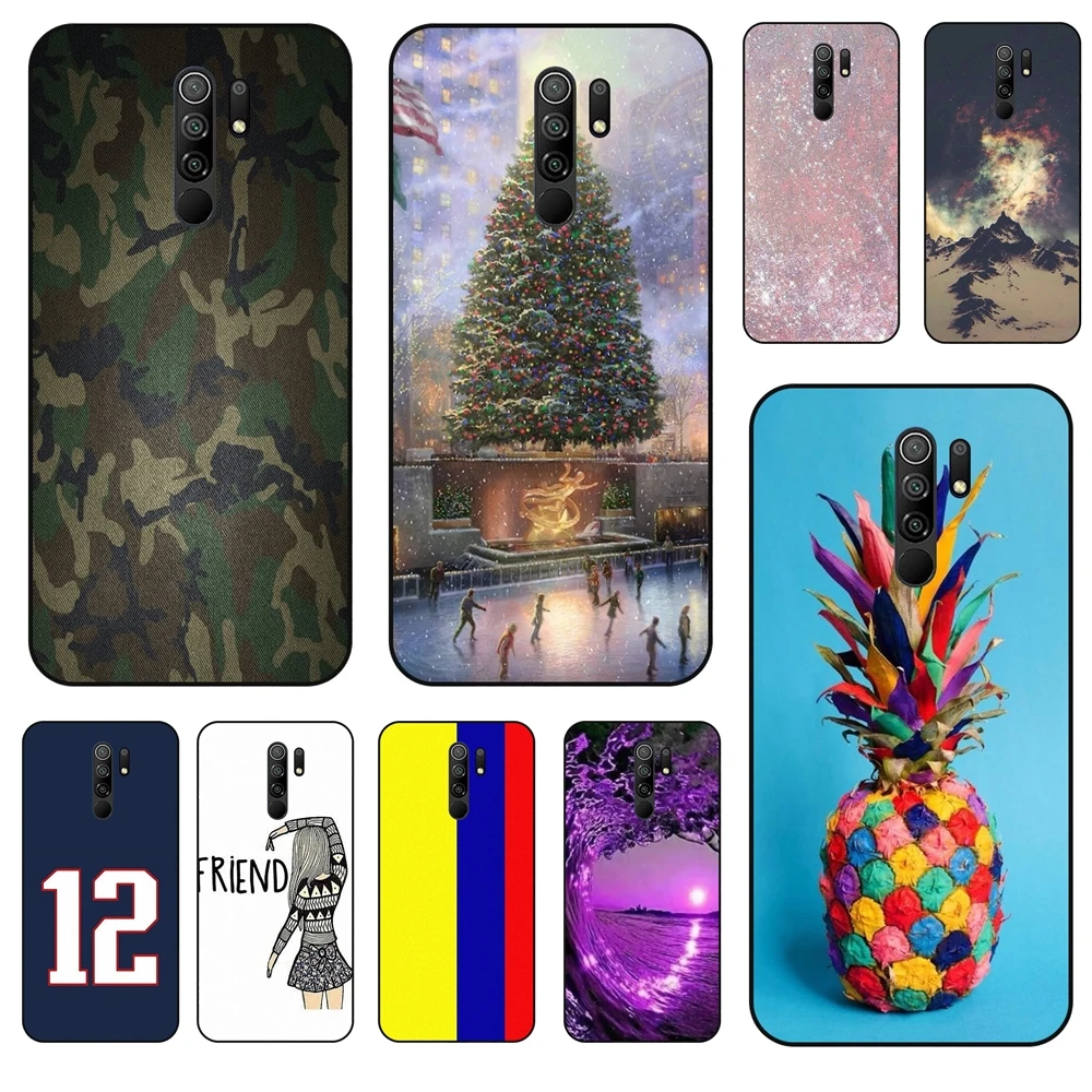 Черная задняя 3D оболочка красивый Redmi 9 лучшее качество чехлы для сотового