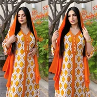 summer new arrival arabic long sleeve dress ramadan orange abayas islam veiled women clothes muslim fashion robe jalabiya caftan