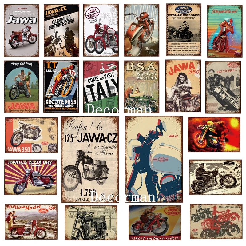 

[ DecorMan] JAWA BSA TT Motor Metal Signs Posters Vintage iron Painting Custom Club Decor LTA-1704