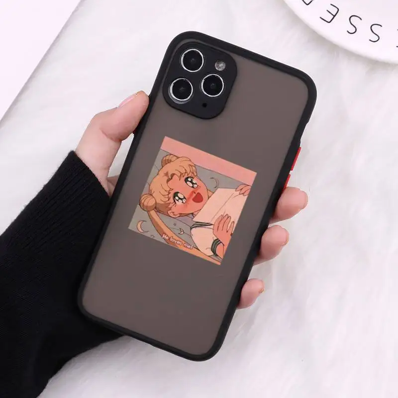 

Cartoon Sailor Moon Phone Case Matte Transparent For iPhone 12 Mini 11 Pro XR XS Max 7 8 Plus
