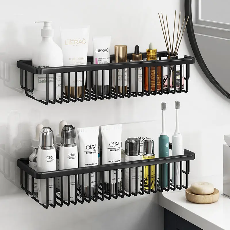 

Punch-Free Dual-Purpose Bathroom Shelf Aluminum Alloy Wall-Mounted Storage Rack Shampoo And Shower Gel Storage Rack Accessories