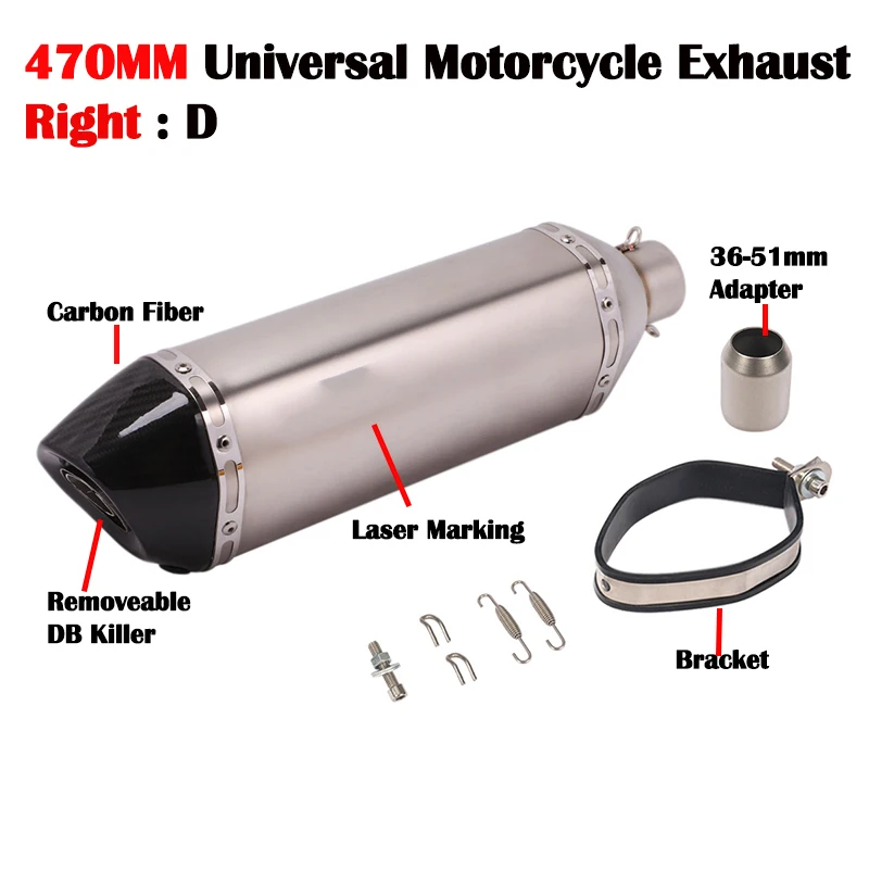 470mm Motorcycle AKGAP GP Exhaust Right Left Side xhaustMuffler Escape Moto For Nmax MSX NC750X CBR Z900 Z1000 R1 848 1098 RC390 |
