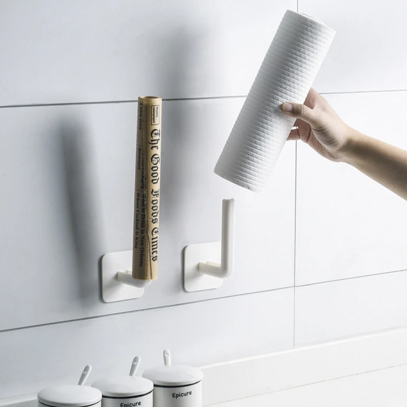 

1pc Kitchen Bathroom Paper Towel Holder Self-adhesive Accessories Storage Rack Under Cabinet Roll Rack Tissue Hanger for Toilet