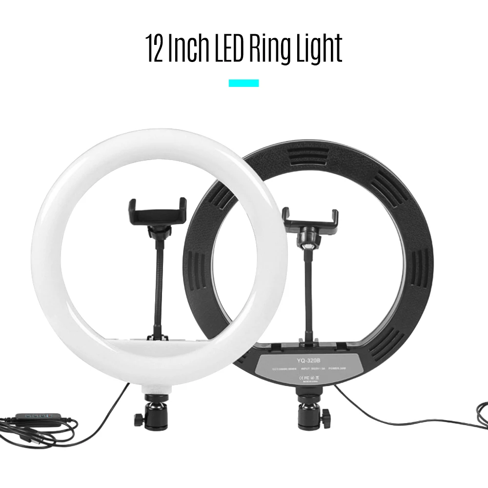 Светодиодный кольцевой светильник наполняемая лампа 12 дюймов 3 режима